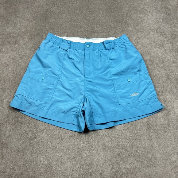 AFTCO Other - AFTCO Shorts Mens Performance Fishing 40 6" Inseam Blue Nylon Elastic Waist